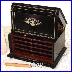 Fab Antique French TAHAN Napoleon III 12 Cigar Presenter Box, Chest, Tantalus Fab Antique French TAHAN Napoleon III 12 Cigar Presenter Box, Chest, Tantalus