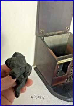 Fab French Rosewood Cigar Box c 1880 Dog House w Bronze Dog Parlez au Portier