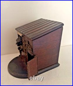 Fab French Rosewood Cigar Box c 1880 Dog House w Bronze Dog Parlez au Portier