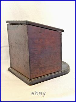Fab French Rosewood Cigar Box c 1880 Dog House w Bronze Dog Parlez au Portier