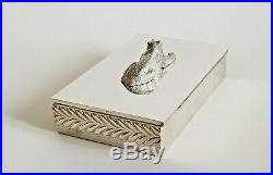 Fine Vintage Large Tiffany & Co Sterling Silver Cigar Box Humidor With Bear