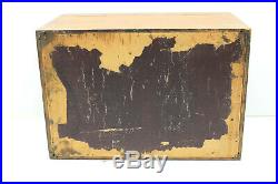 Finely Crafted Sealed Corner Cigar Box Humidor Wood Grain+Metal Interior Vintage