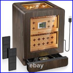 Flauno Cigar Humidor Cabinet 80+ Capacity Digital Hygrometer LED Lighting