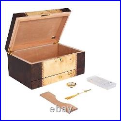 Florina Cigar Humidor Wood Box, Walnut and Mappa Burl Wood 80 Cigars Storage