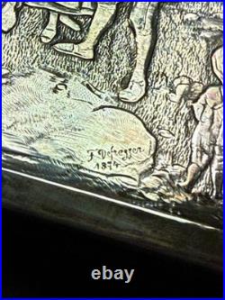 Franz Von Defregger Silver Letztes Aufgebot Cedar Lined Humidor Cigar Box