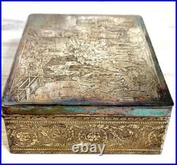 Franz Von Defregger Silver Letztes Aufgebot Cedar Lined Humidor Cigar Box