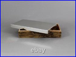 French Art Deco burl wood & silverplate box, Old 1930s, Wooden cigar humidor