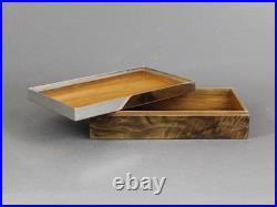 French Art Deco burl wood & silverplate box, Old 1930s, Wooden cigar humidor