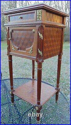 French Parquetry Bronze Ormolu Humidor Tobacco Box Side Table Stand