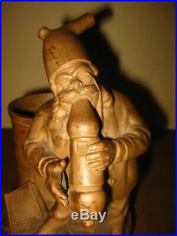 French Sarreguemines Gnome Pipe En Bois Tobacco Jar Pot Box Case Humidor Holder
