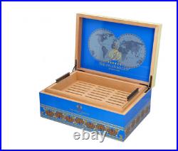 Fuente Opus X Society Cigar Humidor, Global Collection, Blue & Creme, New In Box