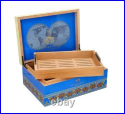 Fuente Opus X Society Cigar Humidor, Global Collection, Blue & Creme, New In Box