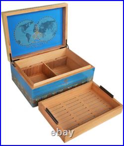 Fuente Opus X Society Cigar Humidor, Global Collection, Blue & Creme, New In Box