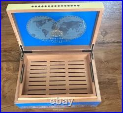 Fuente Opus X Society Cigar Humidor, Global Collection, Blue & Creme, New In Box