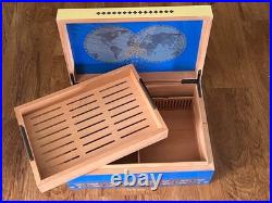 Fuente Opus X Society Cigar Humidor, Global Collection, Blue & Creme, New In Box