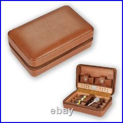 GALINER Cedar Wood Leather Travel Cigar Humidor Box Case Storage Desktop 4 Cigar