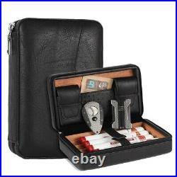 GALINER Portable Leather Cigar Humidor Humidifier Cedar Wood Travel Case/Box/Bag