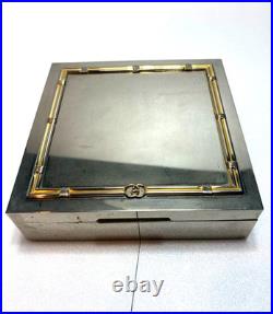 GUCCI Vintage Humidor Cigar Box GG Logo Bamboo 1970s Walnut Made in Italy