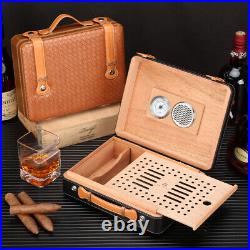 Galiner 25CT Cigar Humidor Box Humidifier Cedar Wooden Leather Case Hygrometer