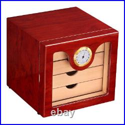 Galiner 50 Counts Cigar Humidor Cedar Wood Storage Box Humidifier Hygrometer Red