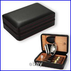 Galiner Cedar Wooden Cigar Humidor Travel Leather Cigar Case Lighter Cutter Set
