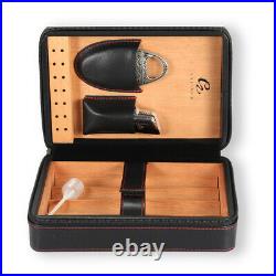 Galiner Cedar Wooden Cigar Humidor Travel Leather Cigar Case Lighter Cutter Set