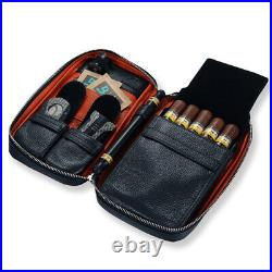 Galiner Cigar Case Leather Cigar Travel Case Humidor Bag Box Hold 5 Cigars