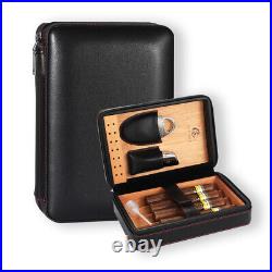 Galiner Leather Cigar Humidor Box Travel Cedar Wood Case Lighter Cutter Gift Set