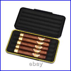 Galiner Metal 5 Tubes Cigar Case Black Travel Humidor Case With Gift Box Portable