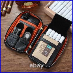 Galiner Portable Travel Leather Cigar Case Humidor Cigar Box Holder 5 Tube Black