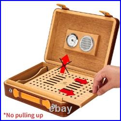 Galiner Travel 25 Slots Cigar Humidor Leather Case Humidifier Box Cigar Cutter