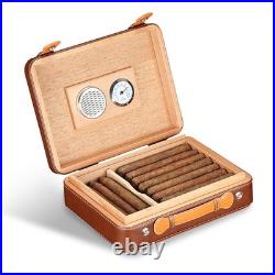 Galiner Travel 25 Slots Cigar Humidor Leather Case Humidifier Box Cigar Cutter