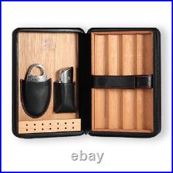 Galiner Travel Cigar Humidor Case 3 Jet Torch Lighter Cutter Set Punch Gift Box