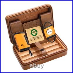 Galiner Travel Leather Cigar Humidor Case Box Cigar Lighter Cutter Gift Set Box