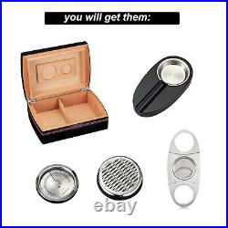 Galiner Travel Wood With Ashtray Cutter Hygrometer Humidifier Cigar Humidor Case