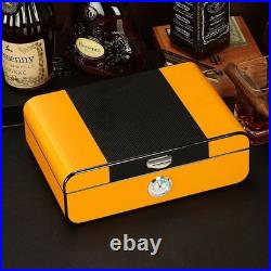 Galiner Yellow Cigar Humidor Box Cedar Wood Hygrometer Piano Lacquer Humidifier