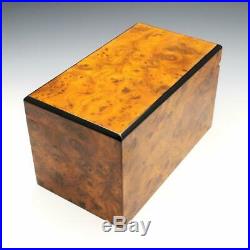 Gentili Italy Cedar Lined Burl Wood Veneer Small Cigar Humidor Storage Box 9x5x5
