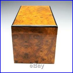 Gentili Italy Cedar Lined Burl Wood Veneer Small Cigar Humidor Storage Box 9x5x5