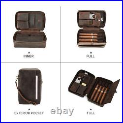 Genuine Leather Travel Cigar Case Box Cutter Lighter Storage Bag Cigar Humidor