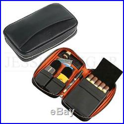Genuine Leather Travel Cigar Case Humidor Bag Hold 5 Cigars With Gift Box