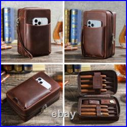 Genuine Travel Leather Cigar Humidor Case Box Holder Cover Bag for 7 Cigars