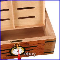 Glass Cigar Humidor Box Cedar Wood with Hygrometer Humidifier Humidor Cigar Box