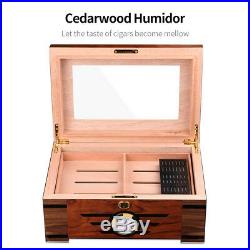 Glass Top Desktop Cigar Humidor storage case cedar wood cigar box CH-1012
