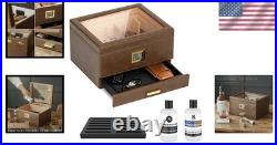 Glass Top Humidor, Brown, Holds 30-60 Cigars, Cedar, Hygrometer