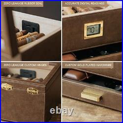 Glass Top Humidor, Brown, Holds 30-60 Cigars, Cedar, Hygrometer