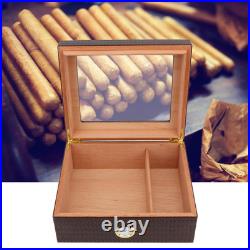 Glasstop Cigar Humidor Box With Humidifier Hygrometer For 30 Cigars(Brown)