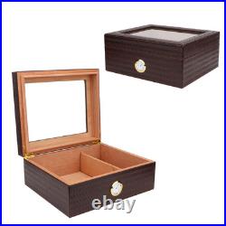 Glasstop Cigar Humidor Box With Humidifier Hygrometer For 30 Cigars(Brown)