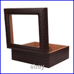 Glasstop Cigar Humidor Box With Humidifier Hygrometer For 30 Cigars(Brown)