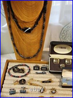 Grandpa's Jewelry Box Vintage Cigar Box Filled with Tie Clips and Cuff Links