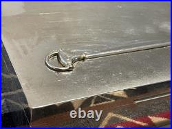Gucci Vintage Silver/Brass Plated Cigar Box Snaffle Horsebit 8x8in 70s 80s